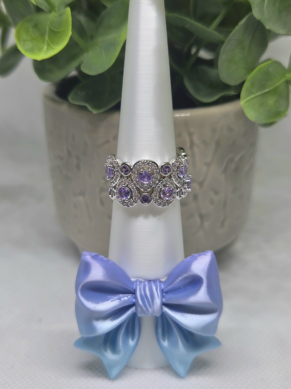 BP Amethyst CZ Ring On Rhodium Plating